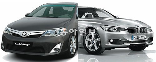 도요타 캠리 (좌), BMW 320d (우)