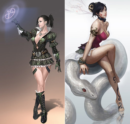 블레이드&소울, 디아블로3, 리그 오브 레전드 등 이른바 ‘빅3’ 와의 정면대결을 피해 숨고르기를 하던 국내 주요 온라인 게임들이 여름을 맞아 공개서비스 또는 테스트에 돌입한다. 5일부터 공개서비스를 시작하는 네오위즈게임즈의 ‘레이더즈’ 캐릭터 이미지와 릴레이 테스트 중인 엠게임의 ‘열혈강호2’ 이미지(오른쪽). 사진제공｜네오위즈게임즈·엠게임