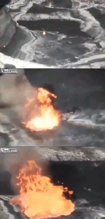 ‘화산에 쓰레기봉투 던지면’ 영상 캡처.