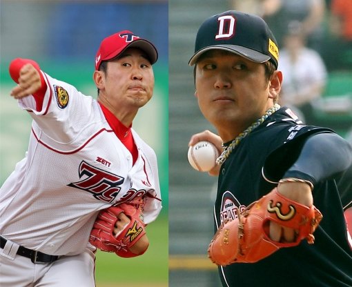 윤석민(왼쪽)-김선우. 사진제공｜스포츠코리아