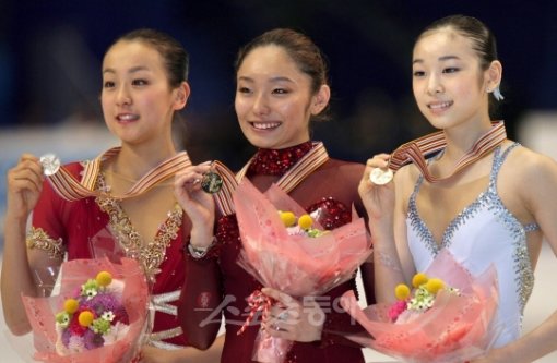 아사다 마오-안도 미키-김연아(왼쪽부터). 스포츠동아DB