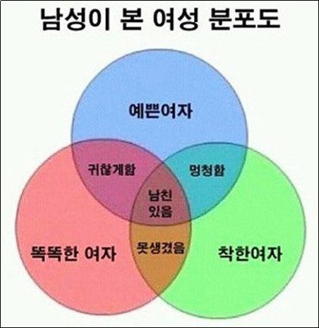 남성이 본 여성 분포도, “못생기고 귀찮게하는데 남친있는 내 여친은 뭐지?”｜동아일보