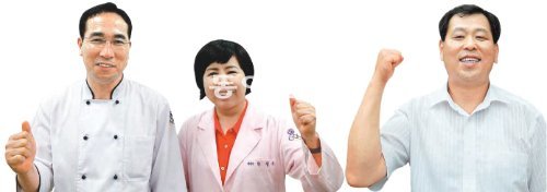 2012년 런던 올림픽에 출전하는 한국 선수단을 위해 서울 노원구 공릉동 태릉선수촌에서 살림을 챙기는 이들이 있다. 선수촌 식당의 신승철 검식사(왼쪽)와 한정숙 영양사(가운데), 유정형 선수촌 운영본부장. 황태훈 기자 beetlez@donga.com