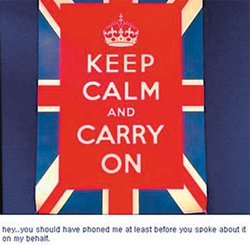 영국 국기를 배경으로 ‘침착하게 하던 일을 계속하라(Keep calm and carry on)’란 문구가 쓰여 있다. 배두나 미니홈피