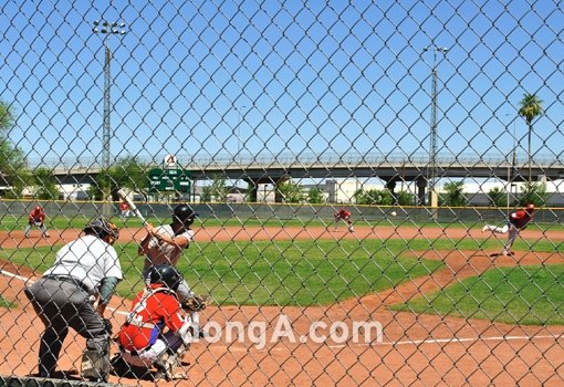 美 랜디 존슨 구장에서 사회인 야구팀이 경기를 하고 있다. 동아닷컴DB