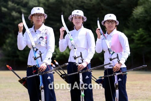 한국 여자 양궁 대표팀 이성진-기보배-최현주. 스포츠동아DB