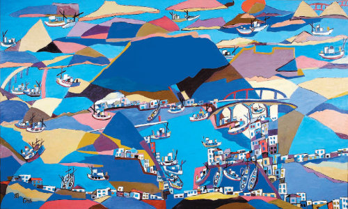 전혁림(1915∼2010),‘통영항’, 2005년 600×300cm 캔버스 유채,