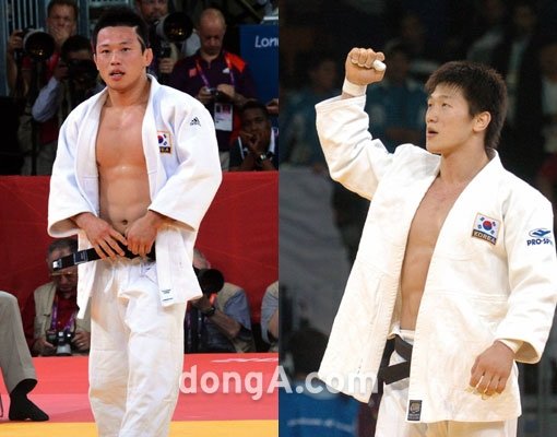 이원희(오른쪽)와 왕기춘. 동아닷컴DB