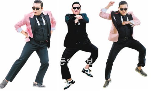 싸이의 6집 ‘싸이6갑 파트1’ 앨범 타이틀곡인 ‘강남스타일’ 뮤직비디오에 나오는 춤추는 싸이. 아이돌 한류 스타가 아님에도 미국의 CNN과 허핑턴포 스트가 보도하는 등 해외에서의 반응이 뜨겁다. YG엔터테인먼트 제공