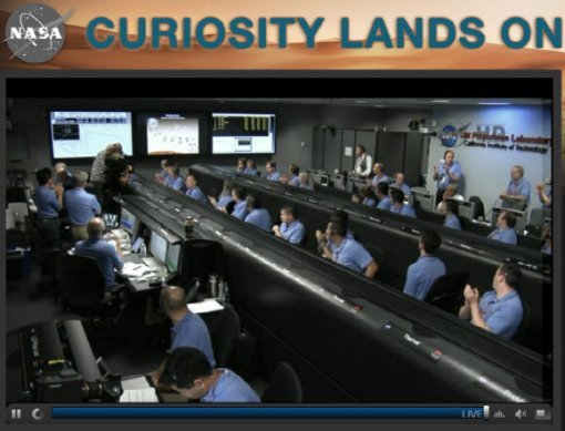 나사의 큐리오시티 생중계 화면 갈무리.