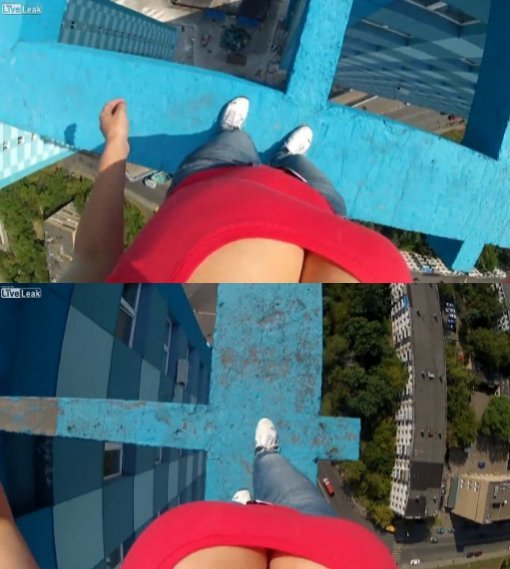 글래머러스한 몸매로 스카이워킹을 즐겨 화제가된 여성 (출처= 유튜브 영상 캡처)