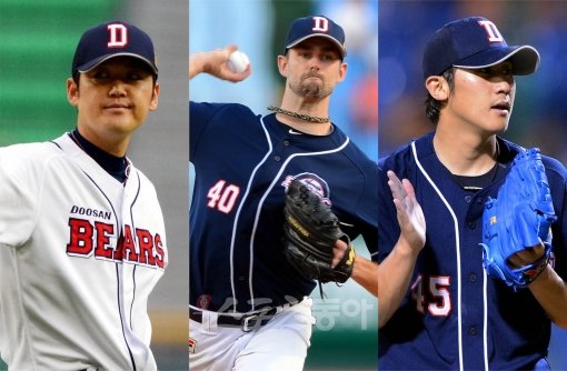 (왼쪽에서부터)김선우-니퍼트-이용찬. 스포츠동아DB