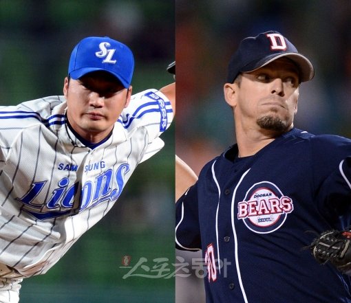 삼성 오승환(왼쪽)-두산 프록터. 스포츠동아DB