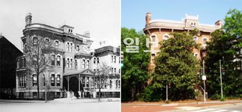 1900년대 초 당시 주미대한제국공사관의 외관(왼쪽)과 현재 모습. 1891년부터 1905년까지 14년간 주미공사관으로 사용된 이 건물은 현존하는 대한제국 외국 공관 중 유일하게 원형이 남아있다. 문화재청 제공