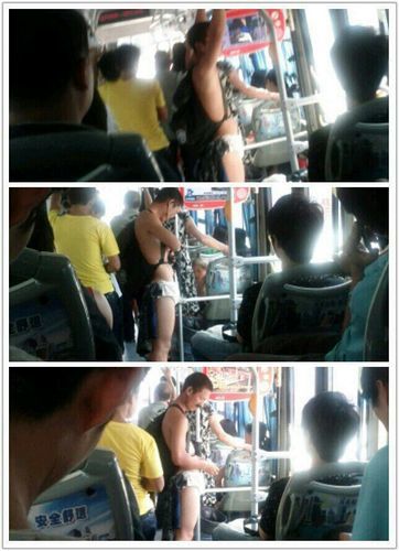 버스 속옷남(사진= 중국 웨이보)