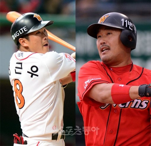 정근우(왼쪽)-이호준. 스포츠동아DB