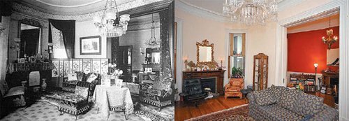 미국 워싱턴에 있는 옛 주미대한제국공사관 내부. 1900년대 초 접견실로 쓰이던 1층 내부(왼쪽) 모습과 비교해보면 거의 원형 그대로 보존됐음을 알 수 있다. 문화재청 제공