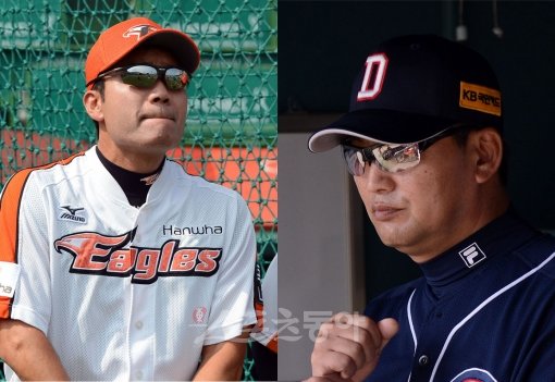 한용덕 감독대행(왼쪽)-김진욱 감독. 스포츠동아DB