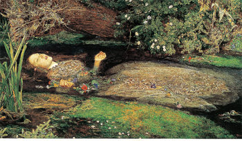 19세기 중반 제작된 존 밀레이의 그림 ‘오필리아’. 셰익스피어의 희곡 ‘햄릿’에서 오필리아는 아버지가 연인 햄릿에게 살해되자 강물에 몸을 던져 스스로 목숨을 끊었다. 한길사 제공