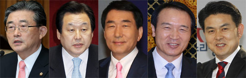 (왼쪽부터) 이한구 김무성 안상수 임태희 김태호. 동아일보DB