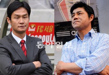 10월 3일 슈퍼매치를 펼치는 최용수 서울 감독(왼쪽)과 윤성효 수원 감독. 동아일보DB