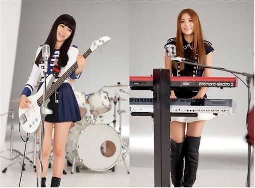 걸그룹 AOA 민아-유나(왼쪽부터). 사진제공｜FNC엔터테인먼트