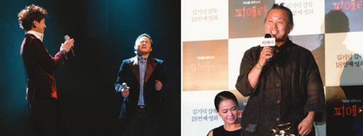 2010년 10월 22일 ‘슈퍼스타K 2’ 최종 라운드에서 허각의 우승이 확정된 순간, 마지막까지 치열한 경쟁을 펼친 존박이 박수를 보내고 있다(왼쪽). 한국 영화사상 최초로 세계 3대 영화제인 제69회 베니스국제영화제에서 황금사자상을 수상한 영화 ‘피에타’의 김기덕 감독.