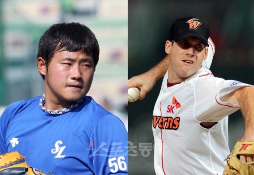 삼성 이지영(왼쪽)-SK 부시. 스포츠동아DB