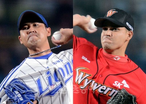 장원삼(왼쪽)-마리오. 대구｜김종원기자 won@donga.com 트위터 @beanjjun