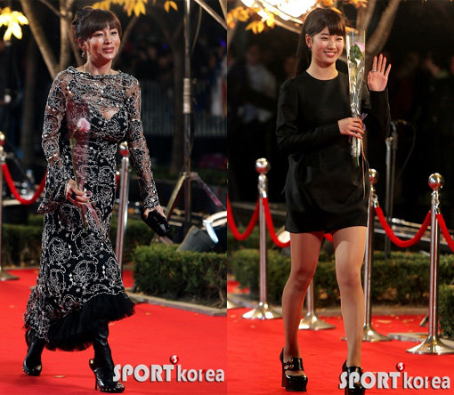 SIA 레드카펫 행사에 참석한 배우 황신혜와 미쓰에이의 수지.