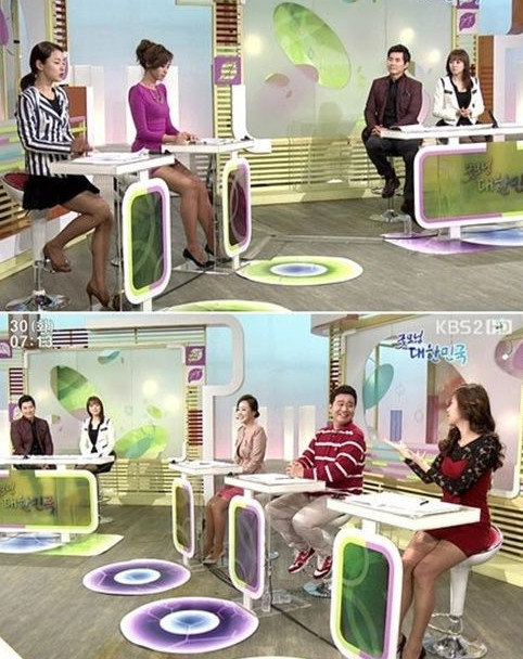 맨 윗사진 왼쪽 보라색 원피스를 입은 정인영 아나운서 (방송 캡처)