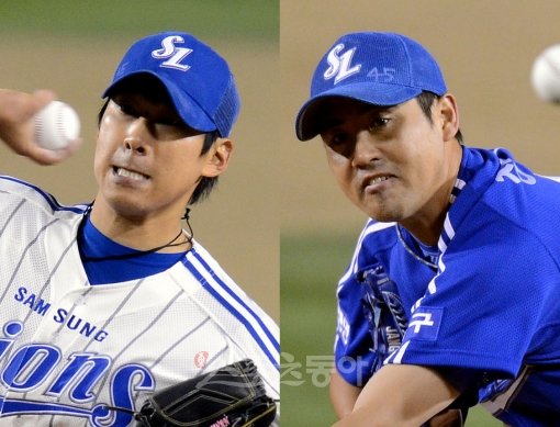 윤성환(왼쪽)-장원삼. 스포츠동아DB