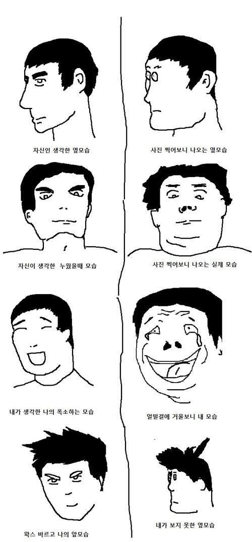 자신의 실제 모습 (출처= 커뮤니티 게시판)
