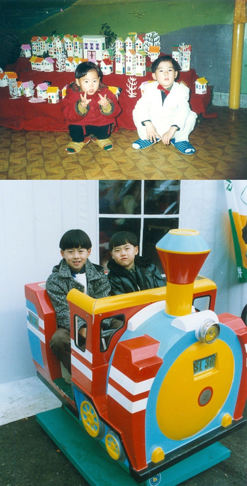 류현진의 형 현수 씨(위 사진 오른쪽·아래 사진 왼쪽)는 동생보다 체격은 작았지만 야구를 잘했다. 그리고 어린시절 사진 속 모습처럼 잘생겼다. 중학교 3학년 때 연기자 데뷔를 권유받기도 했지만 야구선수의 길을 걷기 시작한 동생을 위해 꿈을 양보했다. 사진제공｜류현진 부모