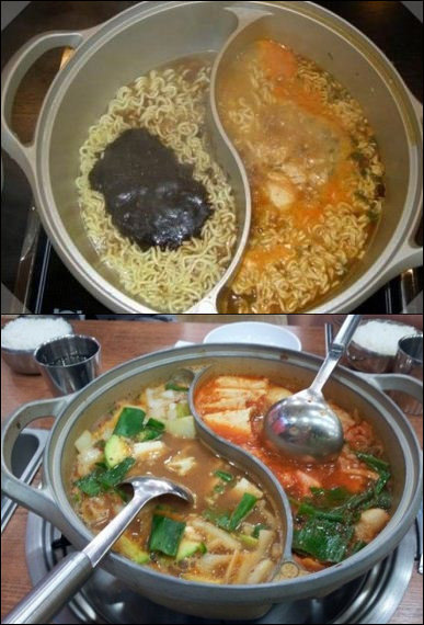 반반라면(위) vs 된치찌개
