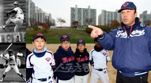 김건우는 MBC와 LG에서 투타에 걸쳐 고교야구 최고 스타다운 기량을 뽐냈으나 불의의 사고와 부상으로 큰 꿈을 이루지는 못했다. 1997시즌을 끝으로 완전 은퇴한 김건우가 자신이 운영하는 리틀야구교실에서 학생들을 지도하고 있다(큰 사진). 김건우는 1986년 투수로 신인 최다승을 거뒀지만(작은 사진 위쪽), 뺑소니차에 치이는 교통사고 후 타자로 변신하기도 했다.김민성 기자 marineboy@donga.com 트위터 @bluemarine007, 스포츠동아DB