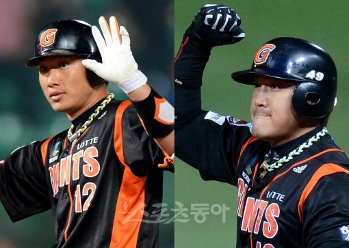 김주찬(왼쪽)-홍성흔. 스포츠동아DB