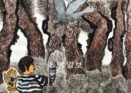 송건호 군이 ‘제1회 KDB학생미술대전’에서 최우수상을 수상한 수묵담채화 ‘세계적인 도전의 날개’.