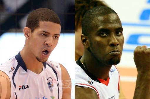 삼성화재 레오(왼쪽)-LIG손해보험 까메호. 스포츠동아DB