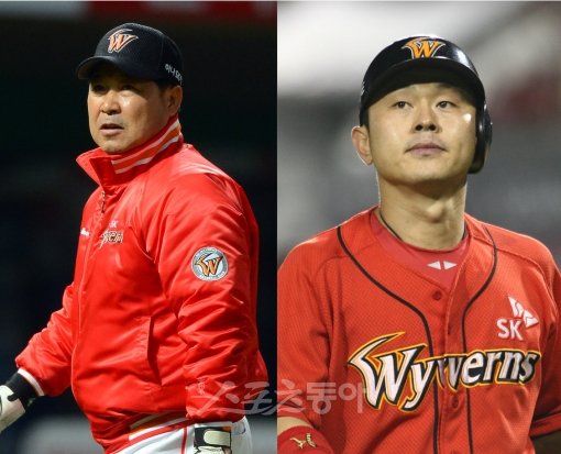 이만수 감독(왼쪽)-박경완. 스포츠동아DB