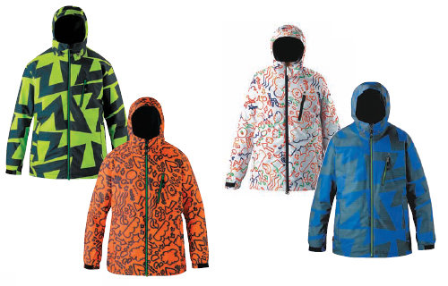 형광색과 주황색 등 과감한 색상과 패턴, 다양한 프린트를 활용한 골드윈의 보드 재킷. 골드윈 제공