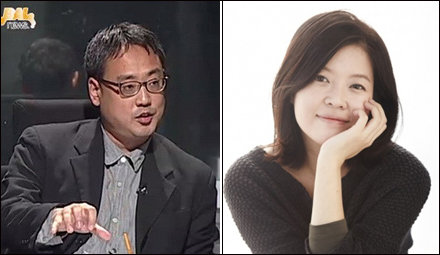 변희재 미디어워치 대표(왼쪽)와 배우 김여진