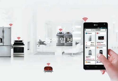 LG전자가 내놓은 ‘스마트 홈서비스’. 스마트폰으로 냉장고와 세탁기 등 가전제품의 상태를 확인하고 제어할 수 있다. LG전자 제공