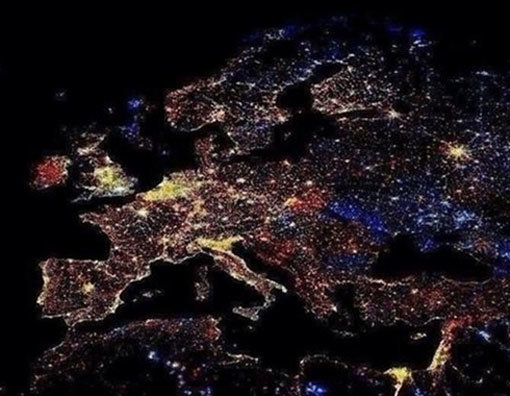 우주에서 본 유럽의 밤