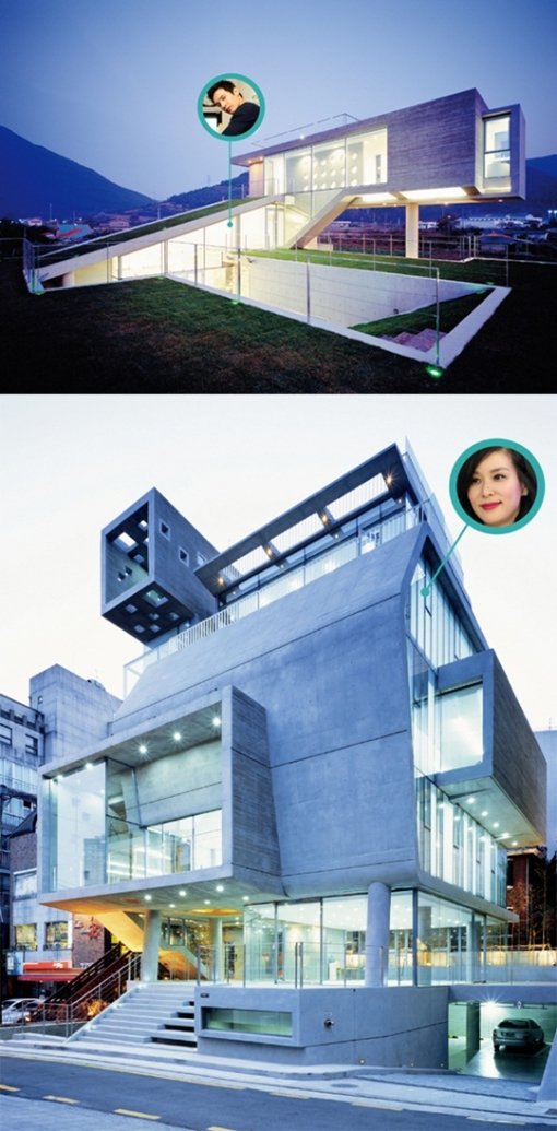 (위)원빈 집-(아래)고소영 빌딩. 사진=여성중앙