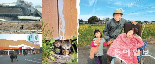 후쿠시마 원전 사고지점에서 반경 20km내에 남겨진 동물들은 무슨 일이 벌어졌는지 영문도 모른채 굶주리고 죽어간다. 오른쪽은 ‘자발적 피난지역’으로 지정된 미나미소마 시에서 피난을 가지 않고 2년간 살아온 사사키 다카시 씨 부부와 손녀.