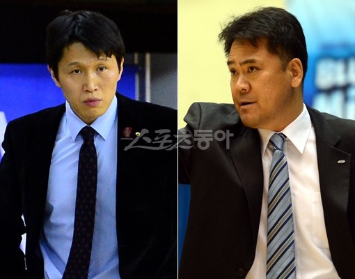 우리은행 위성우 감독·삼성생명 이호근 감독(왼쪽부터). 스포츠동아DB