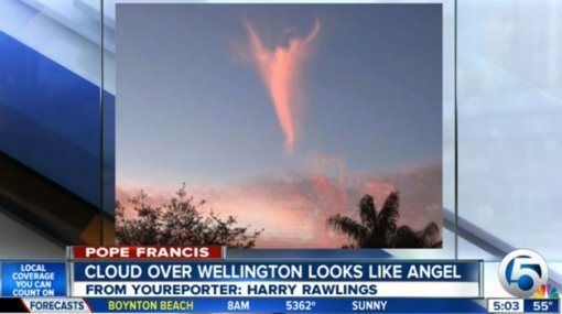 미국 플로리다 하늘에서 포착된 천사구름 모습. 출처=WPTV 방송화면 캡처