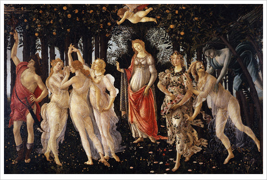 ▲  보티첼리 ‘봄’ (1478년 경, 목판에 템페라, 203×314cm, 우피치 미술관)