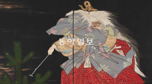 국립고궁박물관이 처음 공개한 조선 왕실의 일본 그림. 이 작품은 일본 전통 연극의 한 장면을 병풍에 자수로 놓았다. 국립고궁박물관 제공